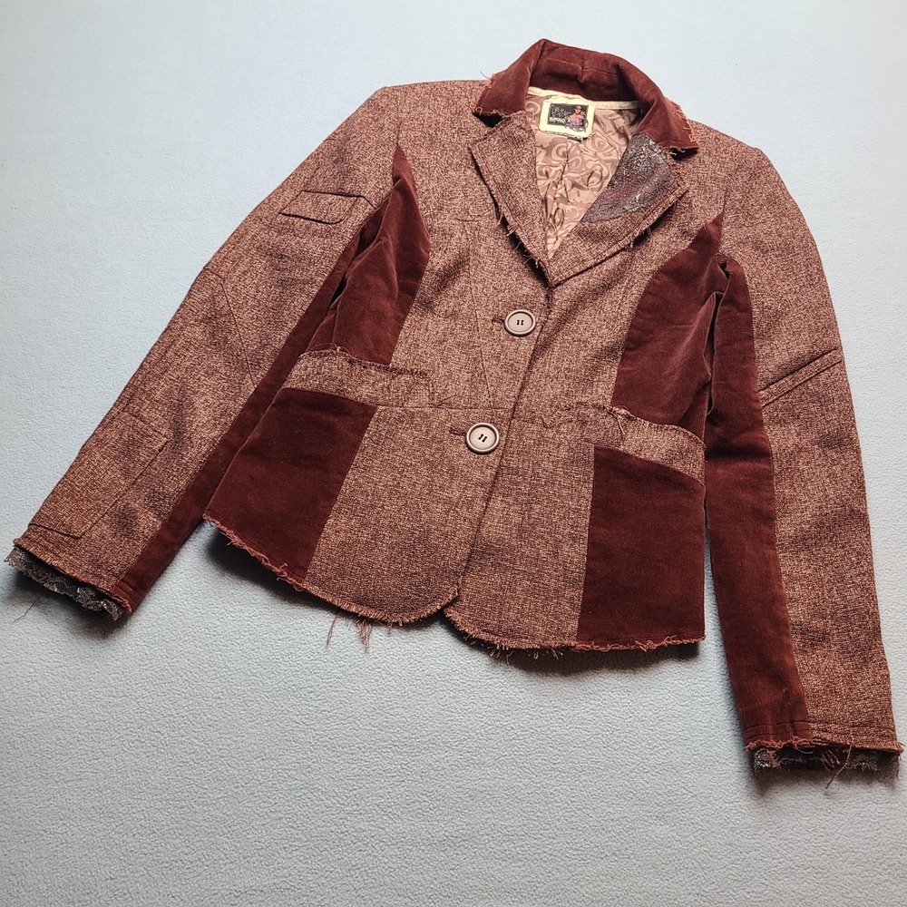 Buffalo Elizabeth Blazer Womens Medium Merlot Mixed Media Corduroy